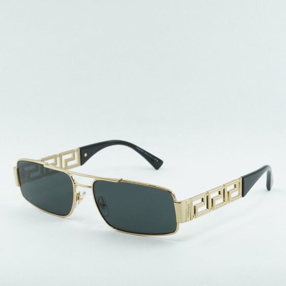 Versace VE2257 100287 Sunglasses Gold Rectangle Frame, Dark Grey Lenses main image 10